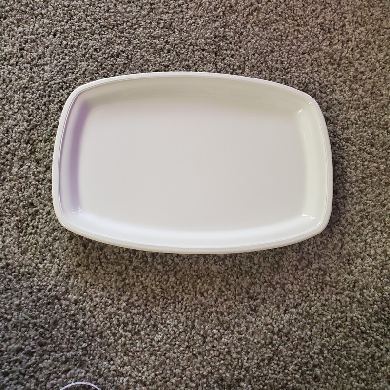 LITTON Micro-Browner Microwave Steak Grill Plate 8" x 11.5" White Vintage. A