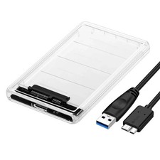 2.5" SATA USB 3.0 External Hard Drive Enclosure Case for HDD SSD   Clear Shell