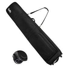 Wheeled Ski Bag for Air Travel, Padded Waterproof Ski Gear Bag Fits 2 175 Black
