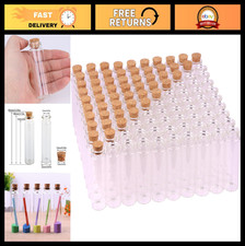 100 Sets 20ml Glass Bottles with Cork Stopper - Clear Tiny Vials for Crafts, Fav