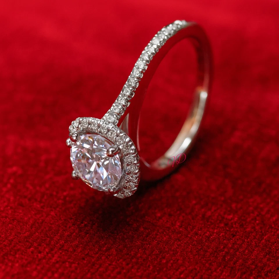 14k Gold Diamond Ring Lab Grown Cushion 2.2 Carat IGI Certified White Size 6 7 8 - Image 4 of 4