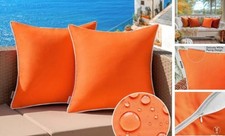Pack of 2 Outdoor Waterproof Pillow Covers 16" x 16" Pack of 2 Bright Orange