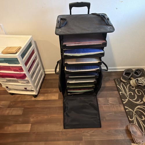 Crop In Style P3 Rolling Tote Craft 9 Tray Expandable Case & Scrapbook Organizer