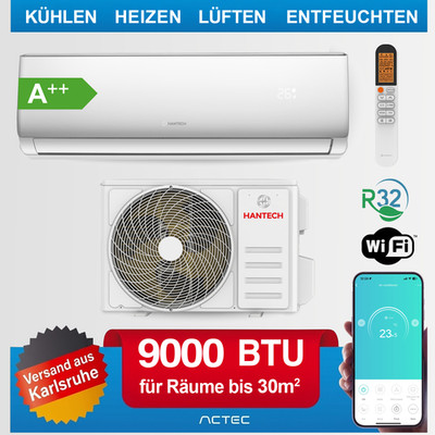 Split Klimaanlage 9000 BTU Klimagerät Inverter A++ Heizen WLAN HANTECH Elegant