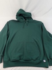 Vtg Y2K RUSSELL ATHLETIC 50/50 blend hoodie Sweatshirt Blank Forest Green Excell