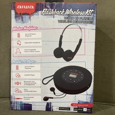 NEW IN BOX Aiwa Flashback Audio Kit Retro CD Player Wired Headphones Black