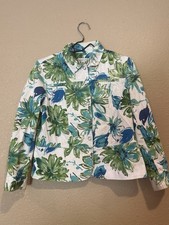 Coldwater Creek Green and Blue Floral Blazer Size Petite Medium PM 8P/10P