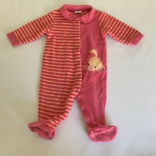 VTG Carters Pajama Sleeper Footie Baby Girl 6-9M Terry Fleece Pink Cat Kitten