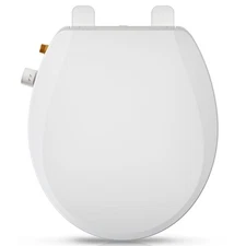 Clirass Round Bidet Toilet Seat Quiet Close Dual Nozzles Self Cleaning White