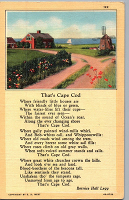 Cape Cod, Massachusetts - That's Cape Cod, Bernice Hall Legg Linen Postcard