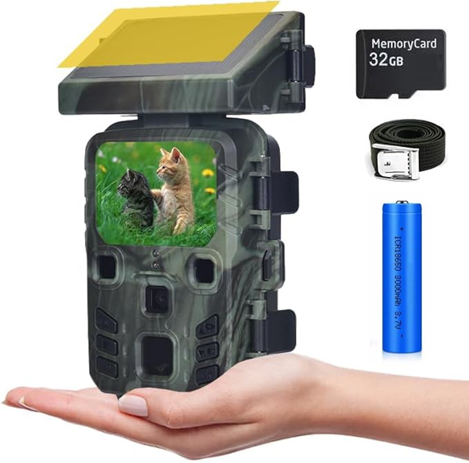 Solar Trail Camera 50MP 4K Wildlife Hunting Game Cam  Night Vision Outdoor +32GB