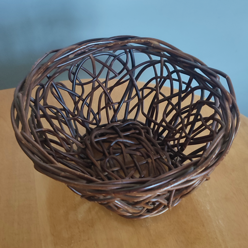 Vintage Willow Wicker Basket - Handmade Natural Décor Dark Wood Wooden Storage - Picture 7 of 10