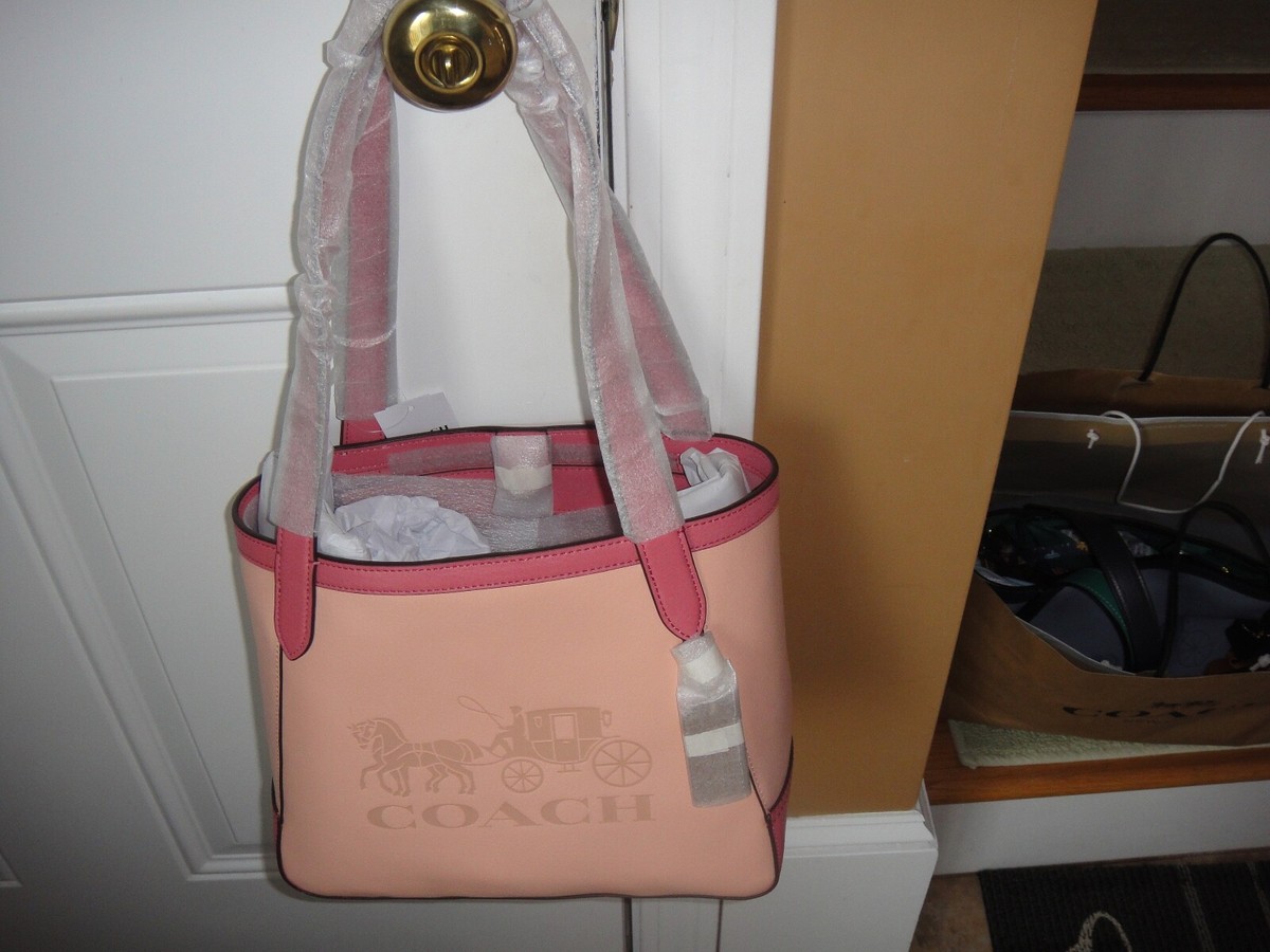 COACH 27 IN Colorblock In Horse &Carriage Leather Tote Bag