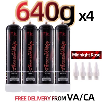 AmazWhip Whipped Cream Charger 640g Tank Pure Rose Flavor 4 cylinders