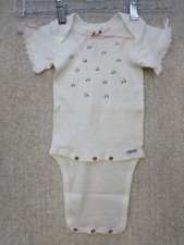 Vtg Gerber Size M Baby One Piece Bodysuit Onesie Floral Bow 12 Mos 100 Cotton
