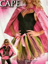 PINK - Short Cape Adult unisex fantasy silky satin fabric-Super Hero- NEW IN PKG