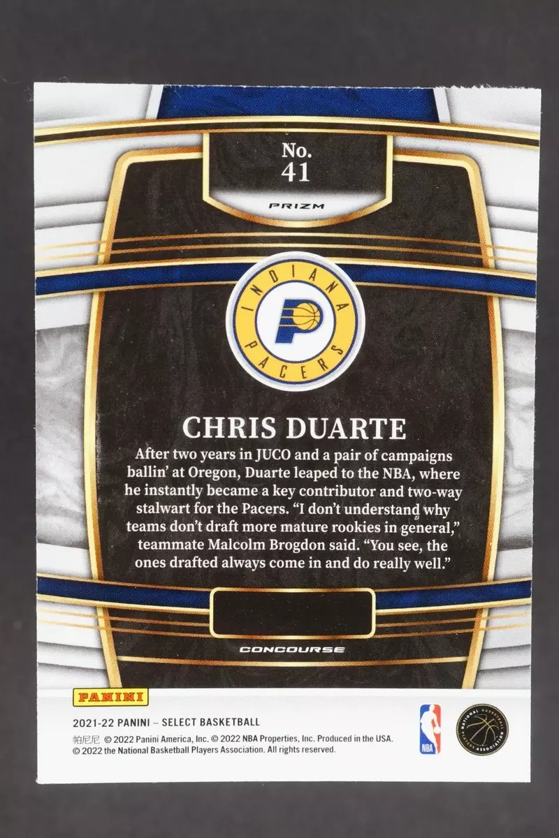 Chris Duarte 2021-22 NBA Panini Select Concourse Rookie #41 Blue Shimmer Prizm
