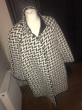 Maria Grazia Severi Cape Coat Black Ivory Sz 46 Rrp £470
