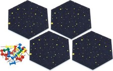 PATIKIL Hexagon Felt Board Tiles, 4 Pack Self 200 x 170 x 9 mm, Navy Blue
