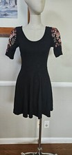 Free People Size Xs Black Dress With Embroidered Sleeves As Pictured