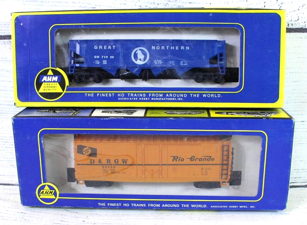 AHM 5272B GREAT NORTHERN 4-Bay Hopper & 40' Box Car D&RGW Rio Grande HO