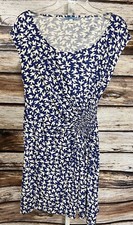 Anthropologie Leifnotes White Bird Blue Sleevless Jersey One Hip Ruched Dress M