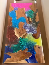 Mid Century Mix epoxy Resin Coffee Table, Epoxy table Top For New Home Decor