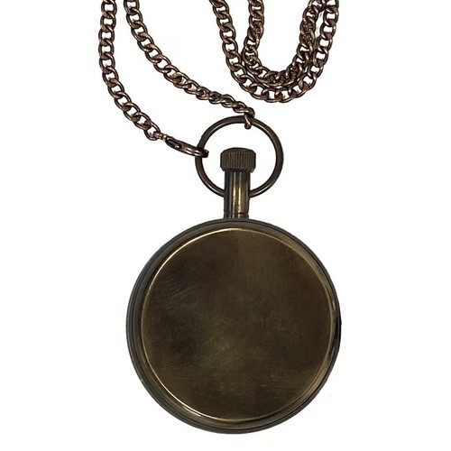Antiqued Brass Pocket Watch with 3-1/4" Wooden Box- Antique Vintage Style - Picture 3 of 5