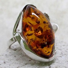 LOVELY NATURAL BALTIC AMBER 925 STERLING SILVER RING SIZE 5-10