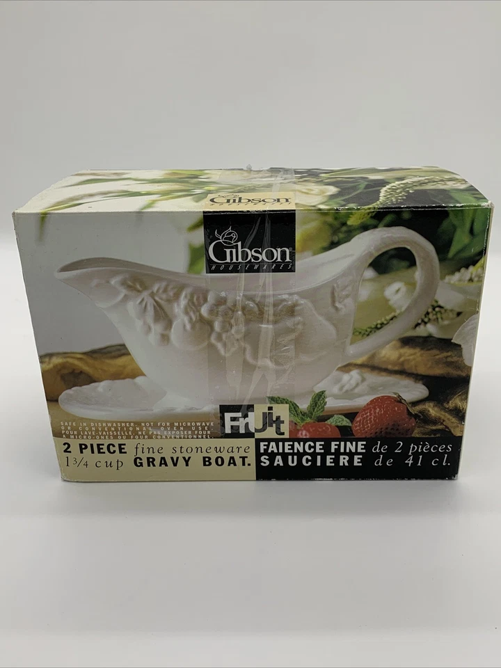 2 Piece Fine Stoneware 1 3/4 Cup Gravy Boat Gibson Houseware - Image 3 of 4