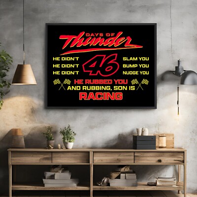 Days of Thunder Movie Black Edition Poster - Cole Trickle Racing Wall Art Print