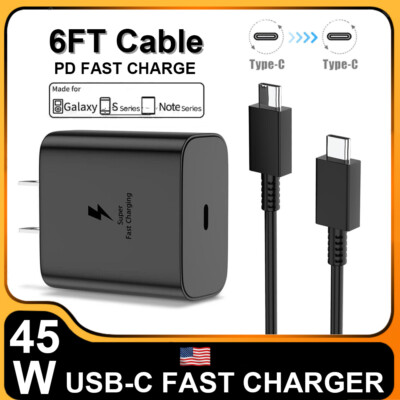 45W PD Universal Fast Charger Wall Adapter Type C Cable For Samsung Galaxy S24+ 