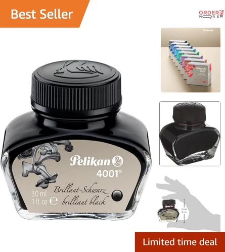 Bold Black 30ml Bottled Ink for Fountain Pens - Perfect Flow and Protection