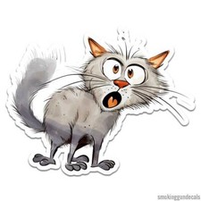 Scared Cat Kitten, Vinyl Decal Sticker, Indoor Outdoor, 3 Sizes, 12372