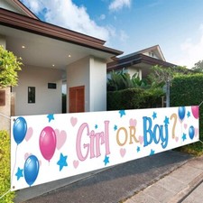 Gender Reveal Yard Banner 118x20 inch Pink Blue Girl or Boy Garden Gender Rev...