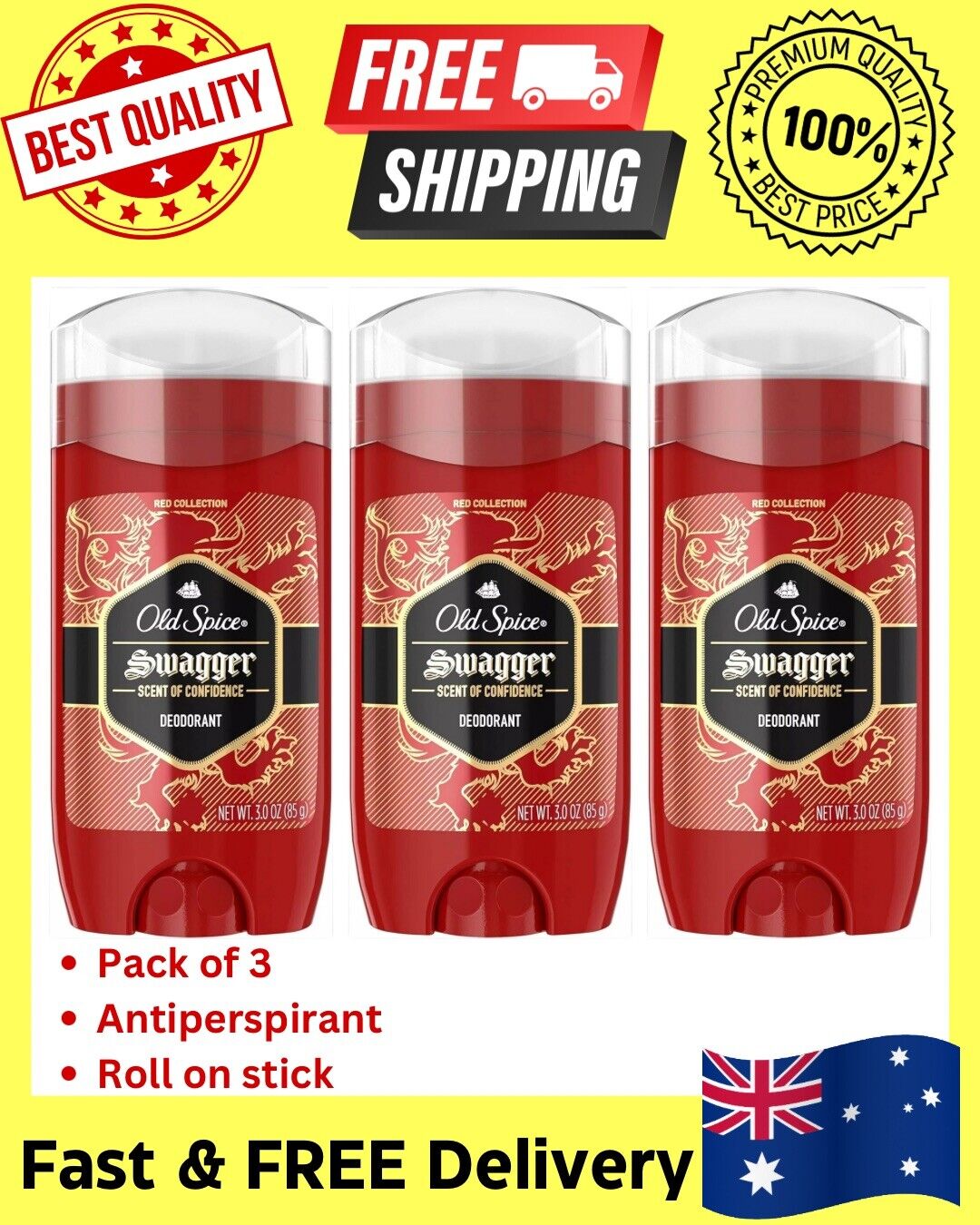 Old Spice Red Zone Collection Antiperspirant Deodorant Swagger scent 85g (3Pack)