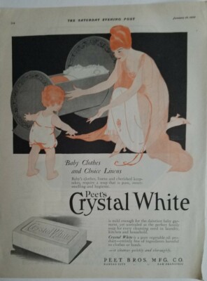 1920 Peets Crystal white soap baby clothes Hazel Woilard vintage art ad