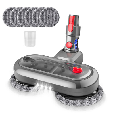 E.LUO Electric Mop Head for Dyson V7/V8/V10/V11 with 6 Pads & White Dust Light