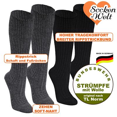 4-8 Paar Wollstrümpfe MADE IN GERMANY Bundeswehr Kniestrümpfe 50% Merino-Wolle