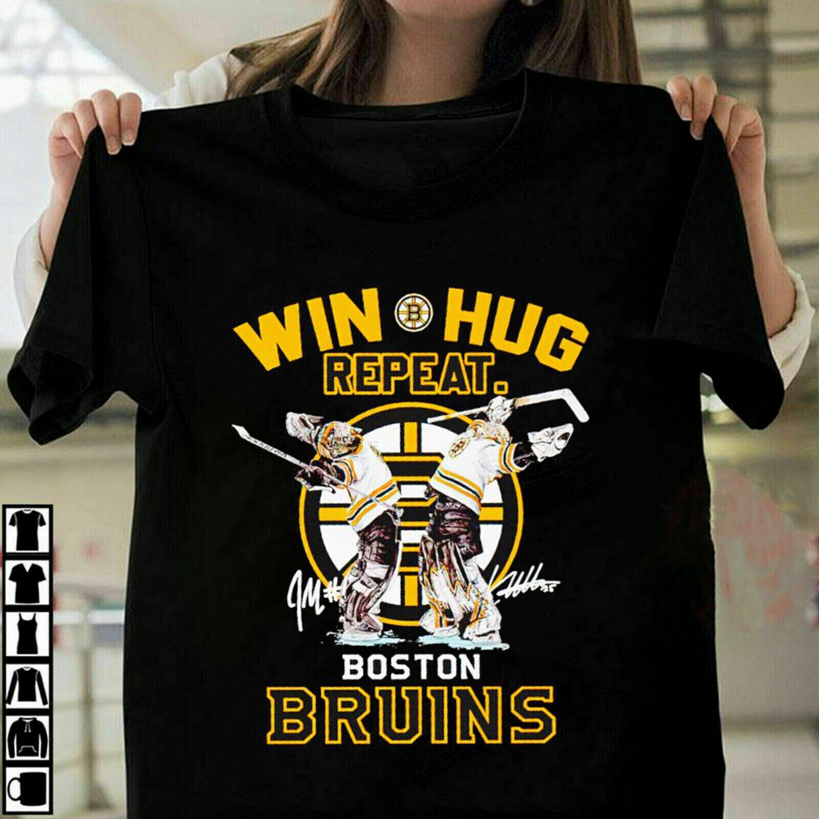 Boston Bruins Jeremy Swayman And Linus Ullmark Win Hug Repeat Shirt EE1710