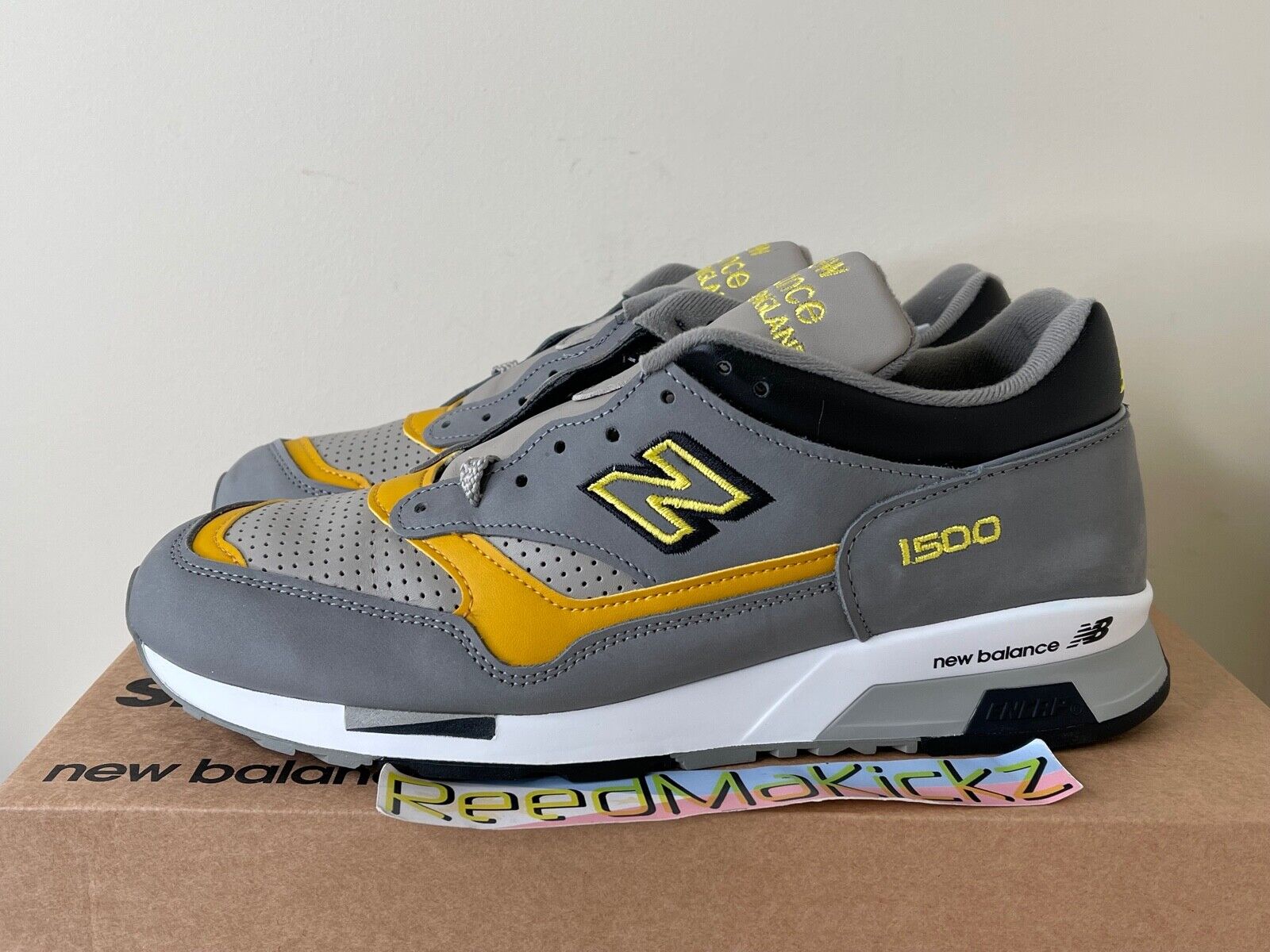 New Balance 1500 Made in England Grey Gray Yellow Mens M1500GGY