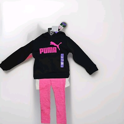 NEW PUMA Girls Youth 3-piece Hoodie Set - PINK BLACK, WHITE Size XS (5-6) 