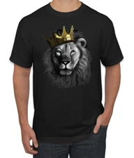 King Lion with Gold Crown Art Animal Men Graphic Tshirt