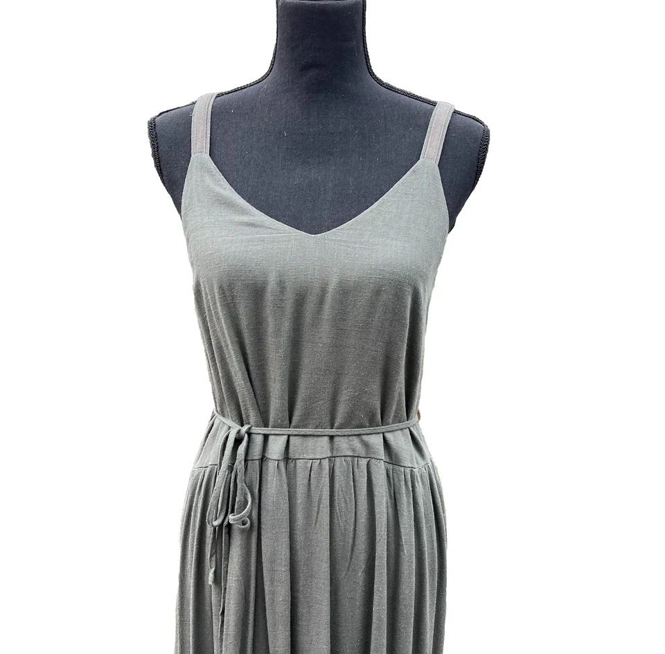 Maxi Vestido Wynona $188 Espléndido Para Mujer Verde Oliva Lino Cuello en V Talla XS En Niveles Foto 4 de 4