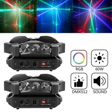 2PCS Spider Moving Head Light RGB 9 LED DMX Stage DJ Disco Strobe Beam Light