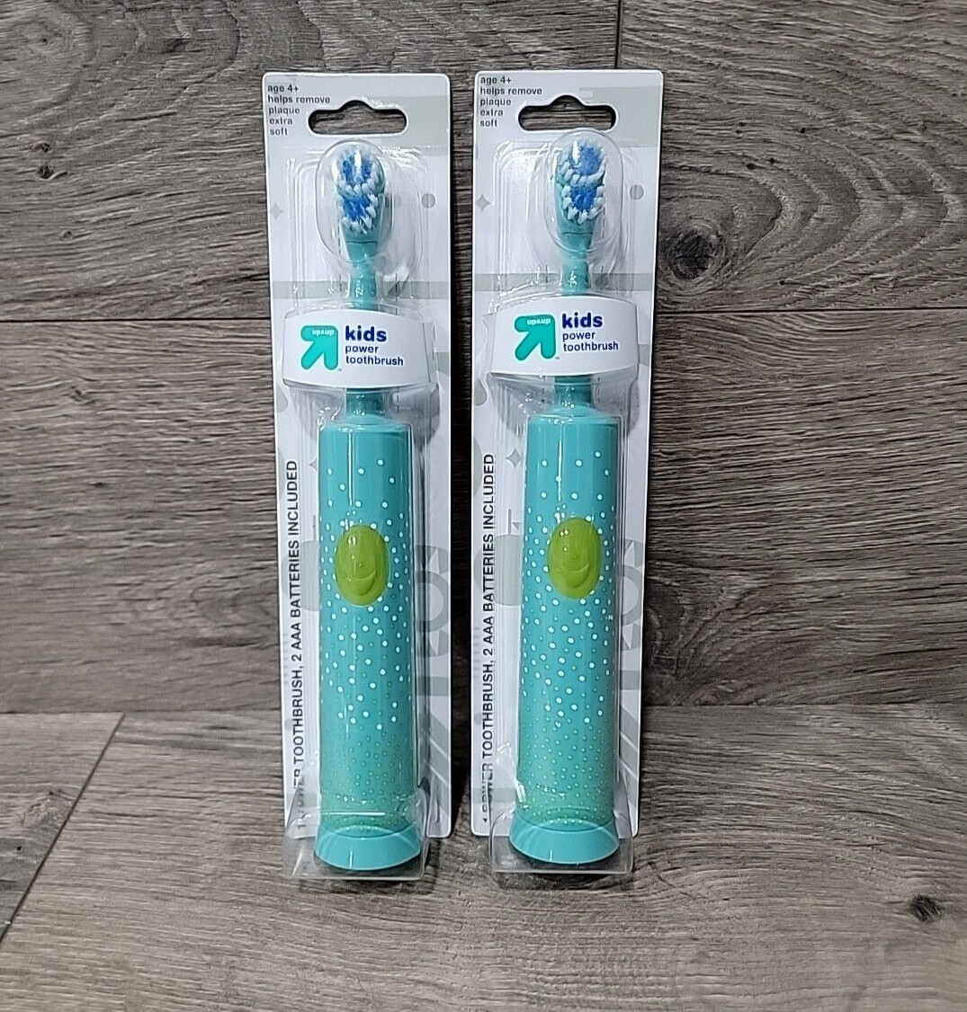Kids' Power Extra Soft Toothbrush Green Dots Batteries Included New Pack of 2