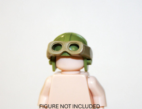 NEW WW2 AND WW1 MINIFIGURE GREEN TANKER HELMET PILOT CAP WITH GOGGLES BULK NEW!!