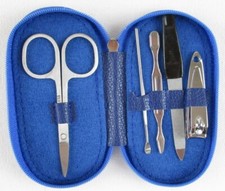 NEW Hannah Sienna 5 Piece Manicure Set in Blue Zippered Case, Travel Size