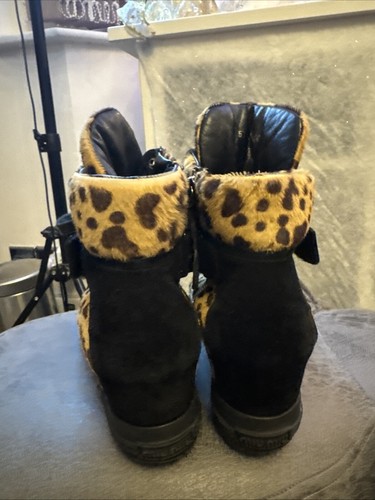 MIU MIU Calf Hair & Leather Leopard Studded High Top Trainers Size UK 6.5 EU 40 - Picture 3 of 16