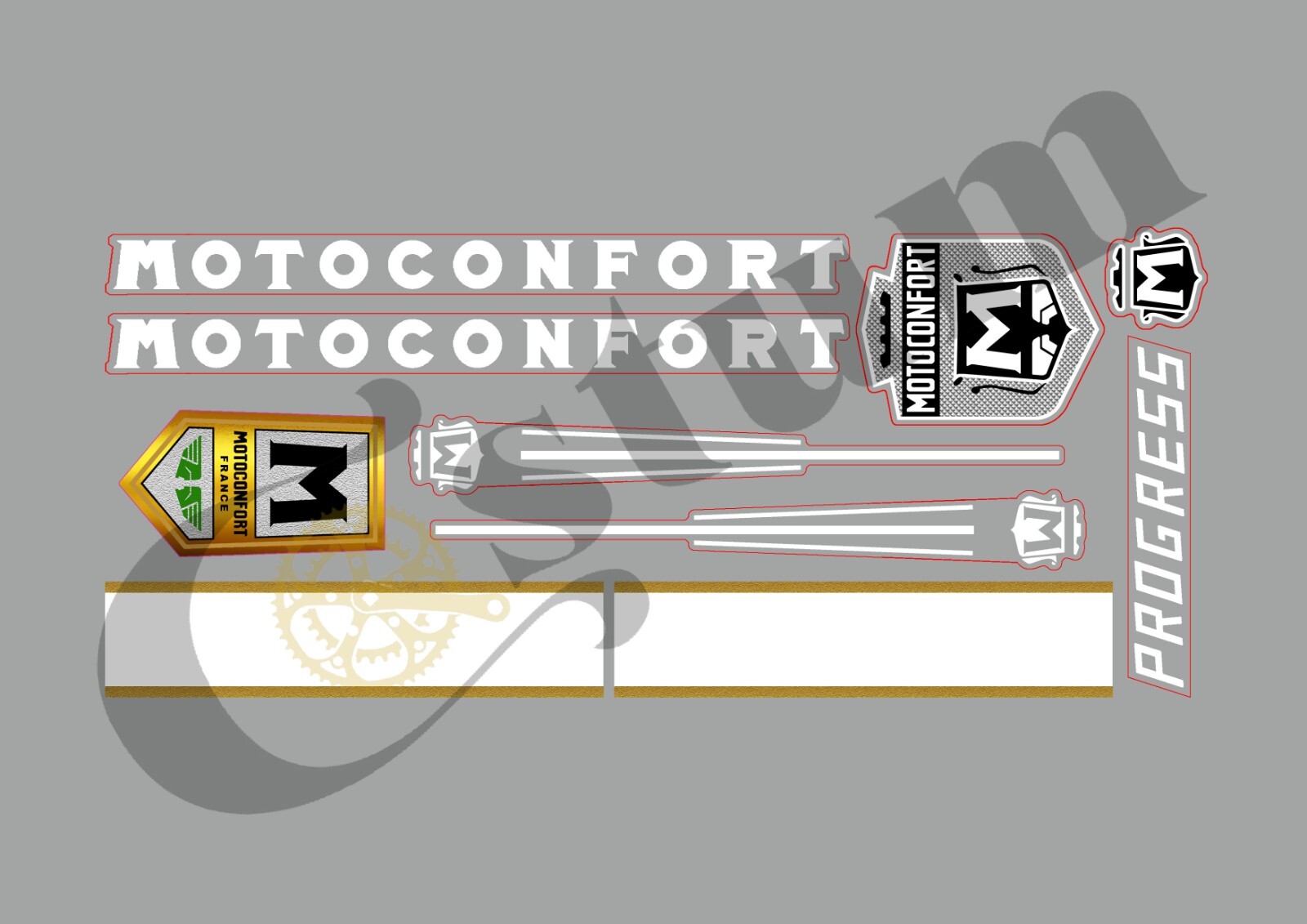 Stickers Motoconfort Progress pour rénover un cadre de vélo ancien abîmé